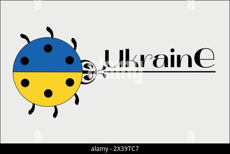 Ukrainian symbols. Ladybug. Company sign. Ukrainian flag . cute illustration Stock Vector