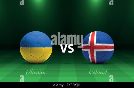 Ukraine vs Iceland football scoreboard broadcast template for soccer european tournament 2024 Stock Vector