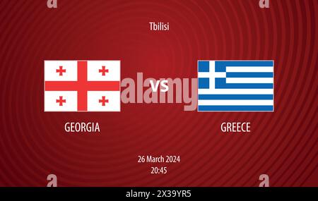 Georgia vs Greece football scoreboard broadcast template for soccer european tournament 2024 Stock Vector