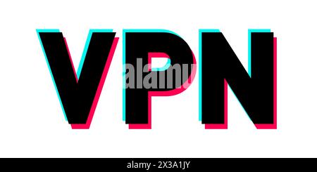 VPN. Online access via virtual private network. Text in colors of popular social media app. Vector illustration isolated on white. Stock Photo