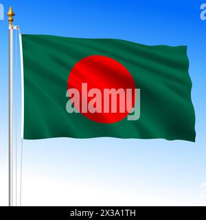 Bangladesh, official national waving flag, asiatic country, vector illustration Stock Vector