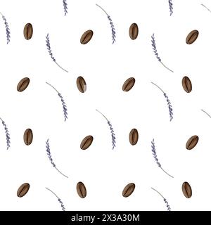 Seamless pattern with coffee beans Stock Photo