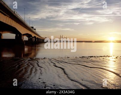 Second Severn Crossing (Prince of Wales Bridge or Pont Tywysog Cymru since 2018) is the M4 bridge over the River Severn between England and Wales Stock Photo