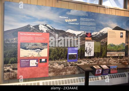 Flagstaff, AZ. U.S.A. 3/20/2024. Sunset Crater Volcano National Monument. This 1,120 ft high cinder cone erupted around A.D. 1085 leaving lava Stock Photo