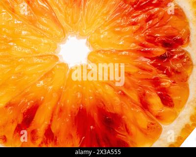 Slice of blood orange fruit on white background Stock Photo