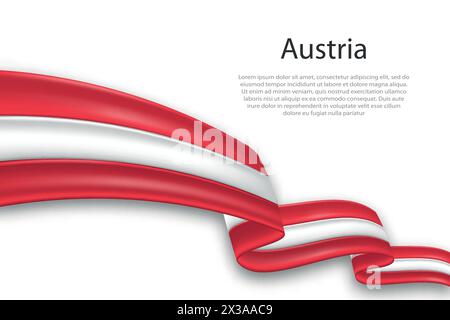 Elegant, wavy abstract representation flag of Austria, flowing on a white background with placeholder text Stock Vector