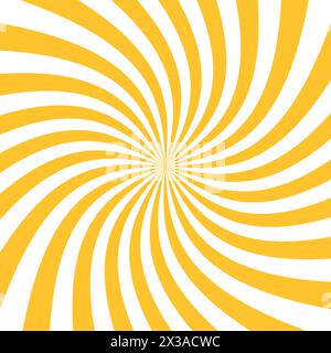 Yellow Sun rays background. Radial swirl abstract lines background, light Stock Vector