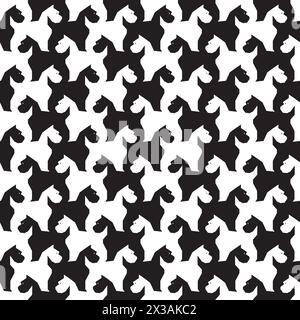 Abstract black and white terrier dog design pattern on repeat pattern Stock Vector