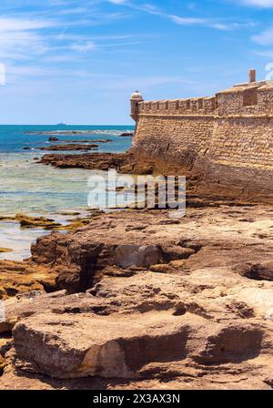 Old stone fort of San Sebastian and corner tower on a sunny day. Stock Photo