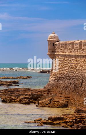Old stone fort of San Sebastian and corner tower on a sunny day. Stock Photo
