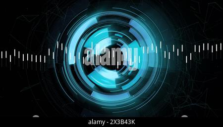 Image of financial data processing over scope scanning Stock Photo