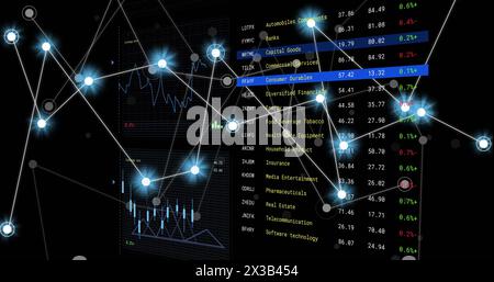 Image of financial data processing over networks of connections Stock Photo