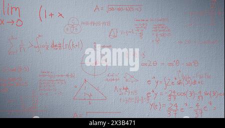 Image of mathematical data processing over grey background Stock Photo