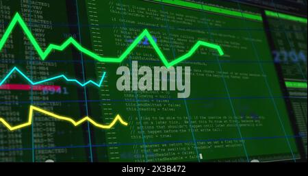 Image of financial data processing over screen Stock Photo