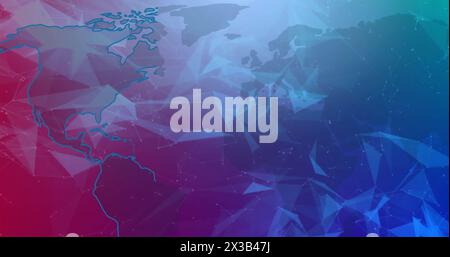 Image of world map with data processing over colourful background Stock Photo