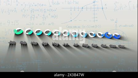 Image of data processing over mathematical equations on white background Stock Photo