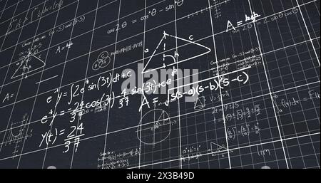 Image of mathematical data processing over black background Stock Photo