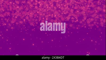 Image of multiple pink particles falling on a purple background Stock Photo