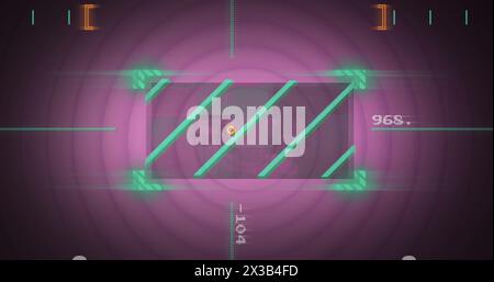 Image of lines in viewfinder with changing numbers over circles in background Stock Photo
