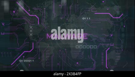 Image of infected text over computer circuit board and data processing Stock Photo