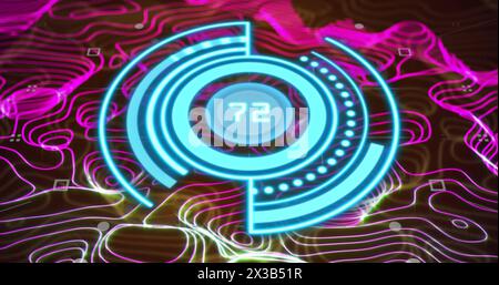 Image of ai data processing over blue glowing lines on dark background Stock Photo
