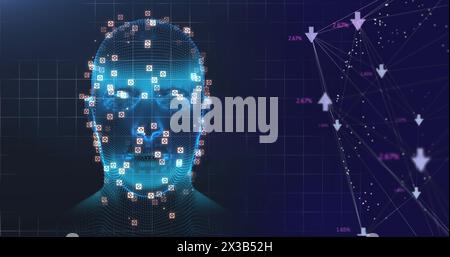Image of human head with digital interface data processing Stock Photo