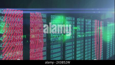 Image of scope scanning and digital interface data processing over biometric fingerprint Stock Photo