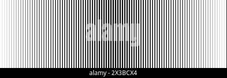 Thin line halftone gradient texture. Faded vertical stripe gradation background. Repeated linear wide pattern backdrop. Black parallel lines wallpaper for overlay, print, cover, banner, poster. Vector Stock Vector