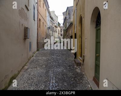 Narrow alley in the old town centre, Sassari, Sardinia, Italy Stock Photo