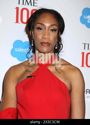 April 25, 2024, New York, New York, USA: Las Vegas Aces basketball player A'JA WILSON seen at the 2024 TIME100 Gala held at Jazz at Lincoln Center. (Credit Image: © Nancy Kaszerman/ZUMA Press Wire) EDITORIAL USAGE ONLY! Not for Commercial USAGE! Stock Photo