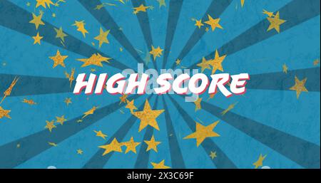 Image of high score text over star and stripes pattern Stock Photo