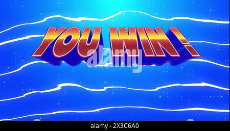Image of you win text over neon pattern Stock Photo