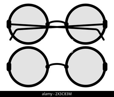 Glasses with round transparent lenses on white background. Vector illustration. Stock Vector