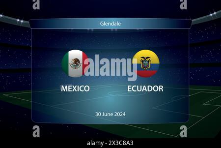 Mexico vs Ecuador. America football tournament 2024, Soccer scoreboard