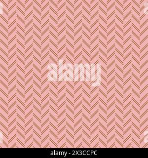 Classic tweed herringbone style pattern. Geometric lines print in pink and beige color. Classical English background for wool textile fashion design. Stock Vector