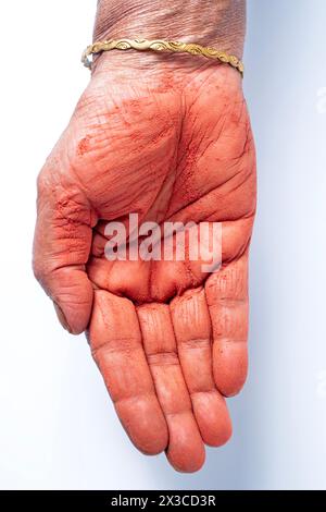 White background with holi powder stained Stock Photo - Alamy