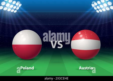Poland vs Austria. Europe football tournament 2024, Soccer scoreboard broadcast graphic template Stock Vector