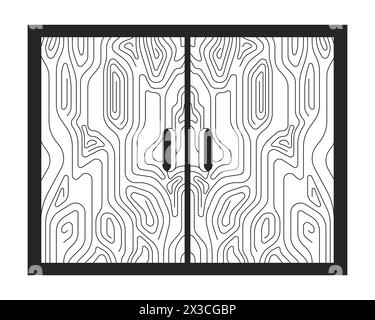 Minimalist cabinet with two closed doors 2D linear cartoon object Stock Vector