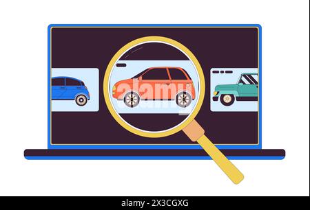 Buying car online 2D linear illustration concept Stock Vector