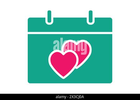 wedding calendar icon. icon related wedding, party. solid icon style. wedding element illustration Stock Vector