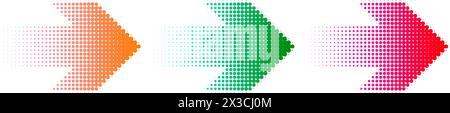 Dotted gradient arrow. Arrow halftone effect. Vector illustration Stock Vector