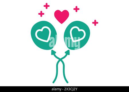balloons icon. icon related wedding, party. solid icon style. wedding element illustration Stock Vector