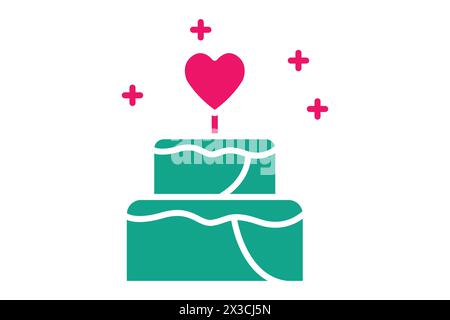 wedding cake icon. icon related wedding, party. solid icon style. wedding element illustration Stock Vector