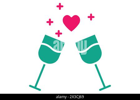 champagne icon. icon related wedding, party. solid icon style. wedding element illustration Stock Vector
