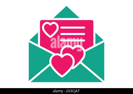 love letter icon. open envelope with love letter. icon related wedding, party. solid icon style. wedding element illustration Stock Vector