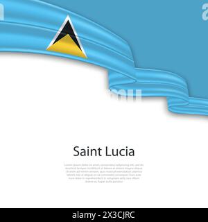 Waving ribbon with flag of Saint Lucia. Template for independence day poster design Stock Vector