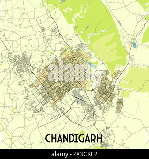 Chandigarh India map poster art Stock Vector