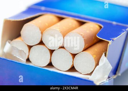 Cigarettes in a cigarette pack Stock Photo