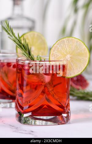 The Pomegranate Paloma is a classic cocktail made with grenadine, soda and a generous dose of tequila or gin. Ideal for holiday celebrations. Stock Photo