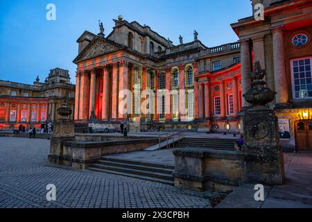 Blenheim Palace illuminated for Christmas as part of the Blenheim Christmas lights trail 2023 - Blenheim Palace in Woodstock, Oxfordshire, England, UK Stock Photo